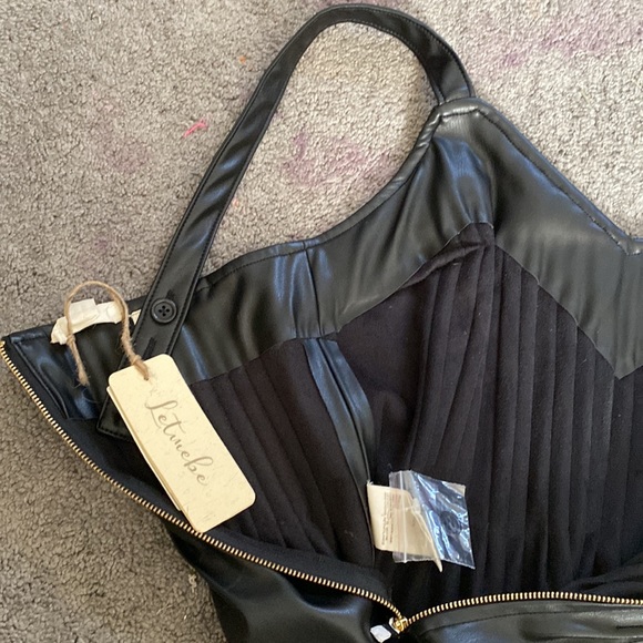 Letinebe (Anthropologie brand) NWT Leather like camisole or bustier style top - Picture 3 of 4